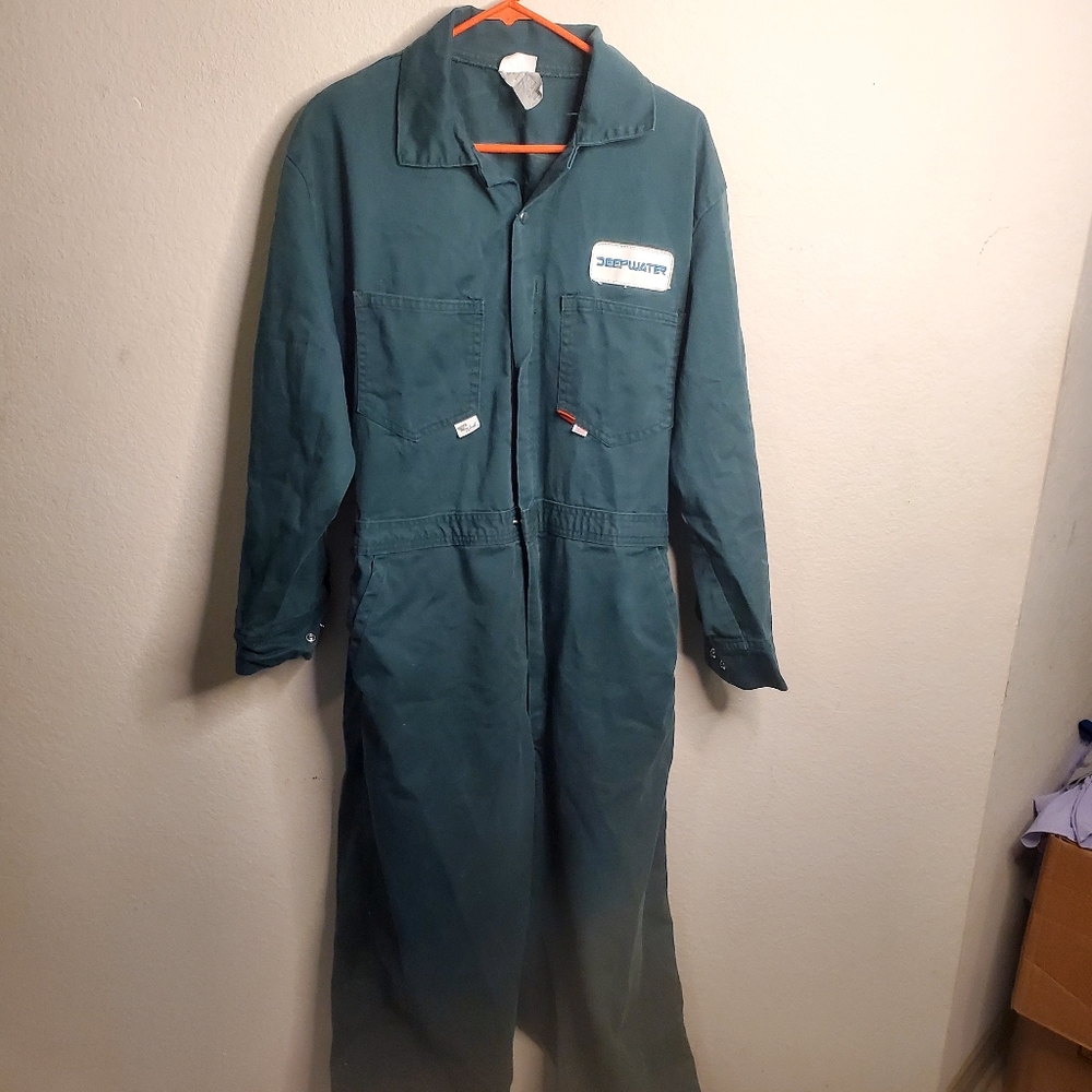 Saf-Tech Green Fire Resistant Coveralls with "Deepwater" Patch Size XL